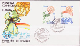 Andorre Espagnol - Andorra FDC1 1986 Y&T N°178 à 179 - Michel N°188 à 189 - EUROPA - Storia Postale