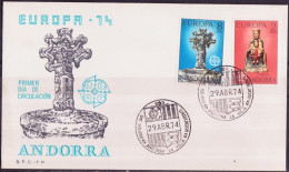 Andorre Espagnol - Andorra FDC2 1974 Y&T N°81 à 82 - Michel N°88 à 89 - EUROPA - Lettres & Documents