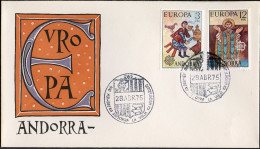 Andorre Espagnol - Andorra FDC2 1975 Y&T N°89 à 90 - Michel N°96 à 97 - EUROPA - Lettres & Documents
