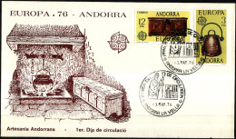 Andorre Espagnol - Andorra FDC4 1976 Y&T N°94 à 95 - Michel N°101 à 102 - EUROPA - Storia Postale