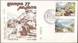 Andorre Espagnol - Andorra FDC2 1977 Y&T N°100 à 101 - Michel N°107 à 108 - EUROPA - Covers & Documents