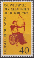 1972 Deutschland > BRD, ** Mi:DE 733, Sn:DE 1092, Yt:DE 579, Rollstuhlfahrer Beim Bogenschiessen - Boogschieten