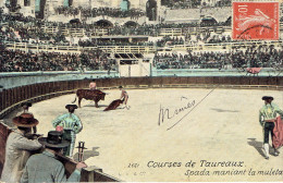 Corrida Tauromachie Courses De Taureaux  Spada Maniant La Muleta Nimes  - Corrida