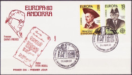 Andorre Espagnol - Andorra FDC1 1980 Y&T N°124 à 125 - Michel N°131 à 132 - EUROPA - Cartas & Documentos