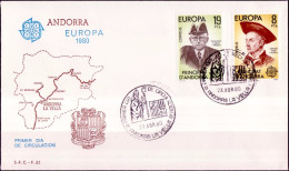 Andorre Espagnol - Andorra FDC3 1980 Y&T N°124 à 125 - Michel N°131 à 132 - EUROPA - Brieven En Documenten