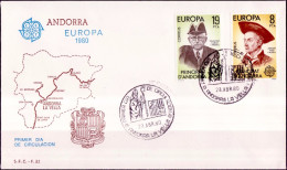 Andorre Espagnol - Andorra FDC3 1980 Y&T N°124 à 125 - Michel N°131 à 132 - EUROPA - Cartas & Documentos