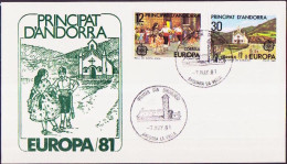 Andorre Espagnol - Andorra FDC3 1981 Y&T N°131 à 132 - Michel N°138 à 139 - EUROPA - Storia Postale