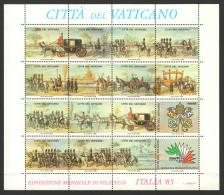 ITALY 1985 Philatelic Exhibition LABEL CINDERELLA VIGNETTE Memorial Sheet - VATICAN - Guard Pope Military Horse Coach - Sonstige & Ohne Zuordnung