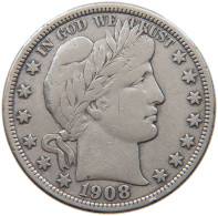 UNITED STATES OF AMERICA HALF DOLLAR 1908 D BARBER #t141 0487 - 1892-1915: Barber