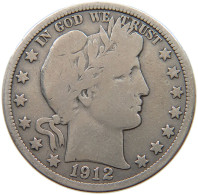 UNITED STATES OF AMERICA HALF DOLLAR 1912 BARBER #t090 0459 - 1892-1915: Barber