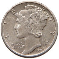 UNITED STATES OF AMERICA DIME 1943 MERCURY #c012 0299 - 1916-1945: Mercury (kwik)