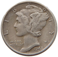 UNITED STATES OF AMERICA DIME 1942 MERCURY #s049 0623 - 1916-1945: Mercury (kwik)