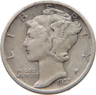 UNITED STATES OF AMERICA DIME 1937 S MERCURY #t121 0195 - 1916-1945: Mercury (Mercure)