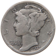 UNITED STATES OF AMERICA DIME 1937 D MERCURY #c040 0549 - 1916-1945: Mercury (Mercure)