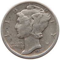 UNITED STATES OF AMERICA DIME 1937 D MERCURY #c018 0301 - 1916-1945: Mercury