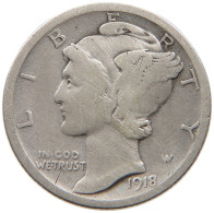 UNITED STATES OF AMERICA DIME 1918 D MERCURY #a033 0729 - 1916-1945: Mercury (kwik)