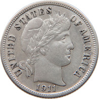 UNITED STATES OF AMERICA DIME 1911 D BARBER #t121 0229 - 1892-1916: Barber