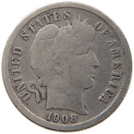 UNITED STATES OF AMERICA DIME 1908 D BARBER #t003 0071 - 1892-1916: Barber