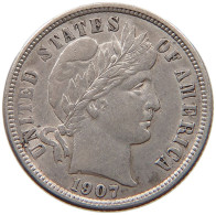 UNITED STATES OF AMERICA DIME 1907 BARBER #t115 0165 - 1892-1916: Barber