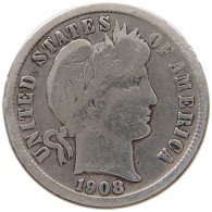 UNITED STATES OF AMERICA DIME 1908 D BARBER #a064 0321 - 1892-1916: Barber