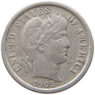 UNITED STATES OF AMERICA DIME 1905 BARBER #t148 0709 - 1892-1916: Barber