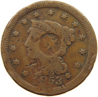 UNITED STATES OF AMERICA LARGE CENT 1853 Braided Hair #a007 0339 - 1840-1857: Braided Hair (Cheveux Tressés)