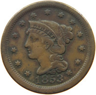 UNITED STATES OF AMERICA LARGE CENT 1853 BRAIDED HAIR #t141 0251 - 1840-1857: Braided Hair (Capelli Intrecciati)