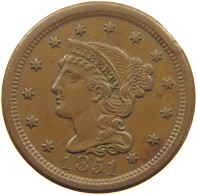 UNITED STATES OF AMERICA LARGE CENT 1851 BRAIDED HAIR #t001 0067 - 1840-1857: Braided Hair (Cheveux Tressés)