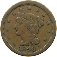 UNITED STATES OF AMERICA LARGE CENT 1848 BRAIDED HAIR #t141 0323 - 1840-1857: Braided Hair