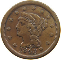 UNITED STATES OF AMERICA LARGE CENT 1848 BRAIDED HAIR #t141 0279 - 1840-1857: Braided Hair