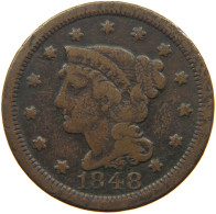 UNITED STATES OF AMERICA LARGE CENT 1848 BRAIDED HAIR #t141 0257 - 1840-1857: Braided Hair (Capelli Intrecciati)