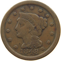 UNITED STATES OF AMERICA LARGE CENT 1848 BRAIDED HAIR #t141 0267 - 1840-1857: Braided Hair