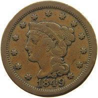 UNITED STATES OF AMERICA LARGE CENT 1849 BRAIDED HAIR #t141 0259 - 1840-1857: Braided Hair (Capelli Intrecciati)