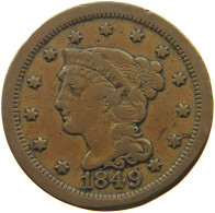 UNITED STATES OF AMERICA LARGE CENT 1849 BRAIDED HAIR #t141 0259 - 1840-1857: Braided Hair