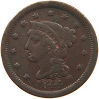 UNITED STATES OF AMERICA LARGE CENT 1844 Braided Hair #t143 0407 - 1840-1857: Braided Hair (Capelli Intrecciati)