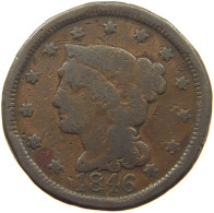 UNITED STATES OF AMERICA LARGE CENT 1846 BRAIDED HAIR #t001 0073 - 1840-1857: Braided Hair