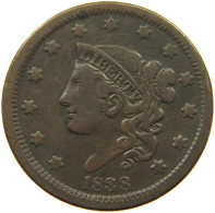 UNITED STATES OF AMERICA LARGE CENT 1838 CORONET HEAD #t156 0569 - 1816-1839: Coronet Head