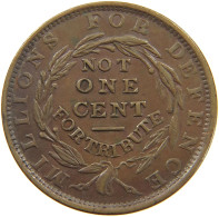 UNITED STATES OF AMERICA TOKEN 1837 TOKEN 1837 Hard Times Token, Millions For Defence #t114 1067 - Sonstige & Ohne Zuordnung