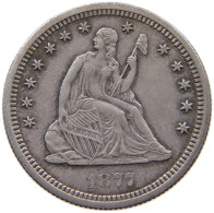 UNITED STATES OF AMERICA QUARTER 1877 S SEATED LIBERTY #t007 0251 - 1838-1891: Seated Liberty