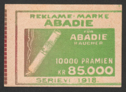 Abadie Reklamemarke GERMANY Austria 1918 Lottery - Tobacco Cigarettes Cigarette Advertising Label Vignette Cinderella - Tabaco