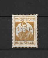 LOTE 2112 E  ///  (C045)  ALICANTE.JUNTA PROV. DE SOCORROS.MILICIAS POPULARES *MH     ¡¡¡ LIQUIDATION - JE LIQUIDE !!! - Spanish Civil War Labels