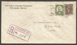 1935 Registered Cover 12c Medallion/Cartier CDS Kitchener Ontario Local - Historia Postale