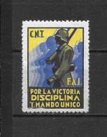 LOTE 2112 F  ///  (C080)  CNT FAI POR LA VICTORIA DISCIPLINA Y MANDO UNICO  *MH    ¡¡¡ LIQUIDATION - JE LIQUIDE !!! - Verschlussmarken Bürgerkrieg