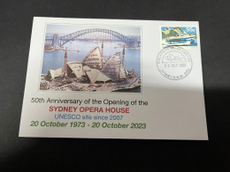 11-11-2023 (1 V 54) Sydney Opera House Celebrate The 50th Anniversary Of It's Opening (20 October 2023) + Hydrofoil - Covers & Documents