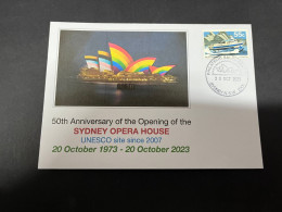 11-11-2023 (1 V 54) Sydney Opera House Celebrate The 50th Anniversary Of It's Opening (20 October 2023) + Hydrofoil - Storia Postale