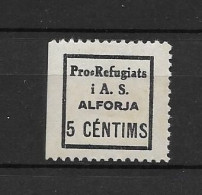 LOTE 2112 F  ///  (C080) ALFORJA - TARRAGONA, FESOFI Nº 1, PRO REFUGIATS *MH    ¡¡¡ LIQUIDATION - JE LIQUIDE !!! - Spanish Civil War Labels