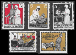 VIGNETTE CINDERELLA Erinnophilie WW1 ERA GERMANY / AUSTRIA /  RED CROSS ROTEN KREUZ Full Set  RARE - Rode Kruis