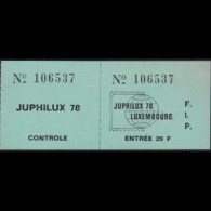 LUXEMBOURG 1978 - Phil.Exhib.Ticket - Storia Postale