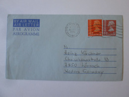 Hong Kong Aerogramme Lettre Aerienne Timbre De Papeterie Voyage 1975/Air Letter Aerogramme Stationery Stamp Mailed 1975 - Enteros Postales