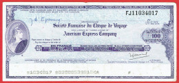 Société Française Du Chèque De Voyage - American Express Company - Chèque De 100 Francs Français - Non Daté - Chèques & Chèques De Voyage